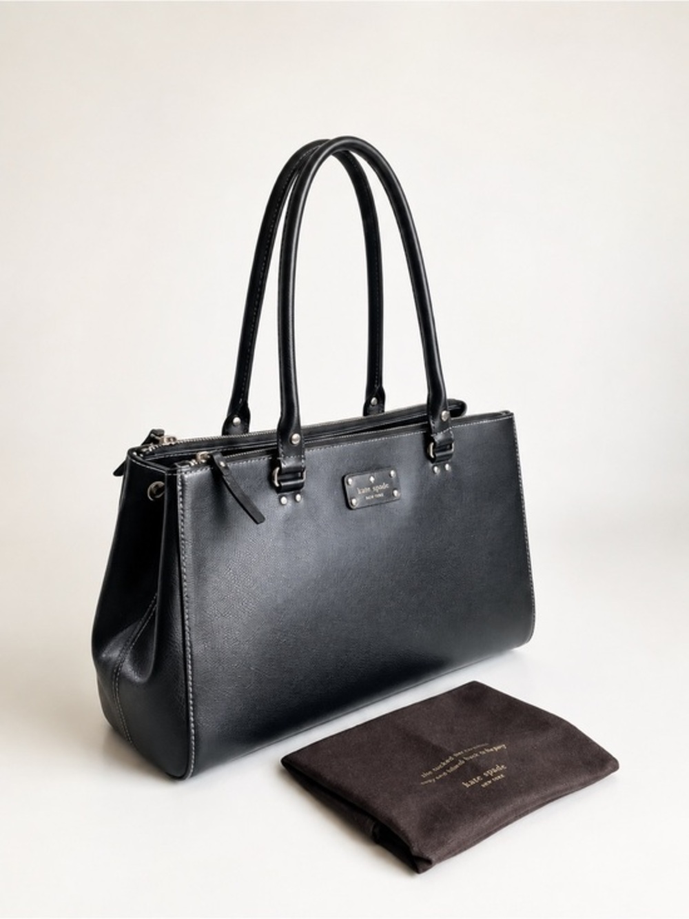 Kate Spade Black East West Structured Leather Tote NWOT